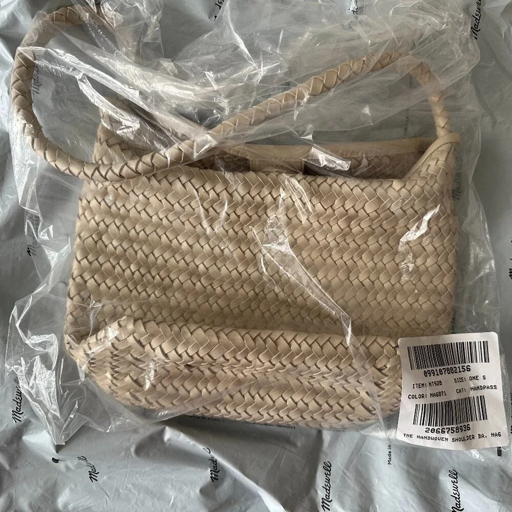NWT Madewell Handwoven Leather Shoulder Bag - Alabaster - Picture 3 of 4